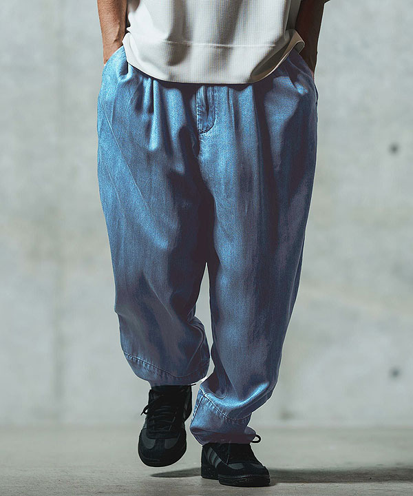 2025 春夏 2nd 先行予約 5月中旬〜下旬入荷予定 GLIMCLAP Color scheme design & balloon silhouette pants -light ounce denim- atfpts