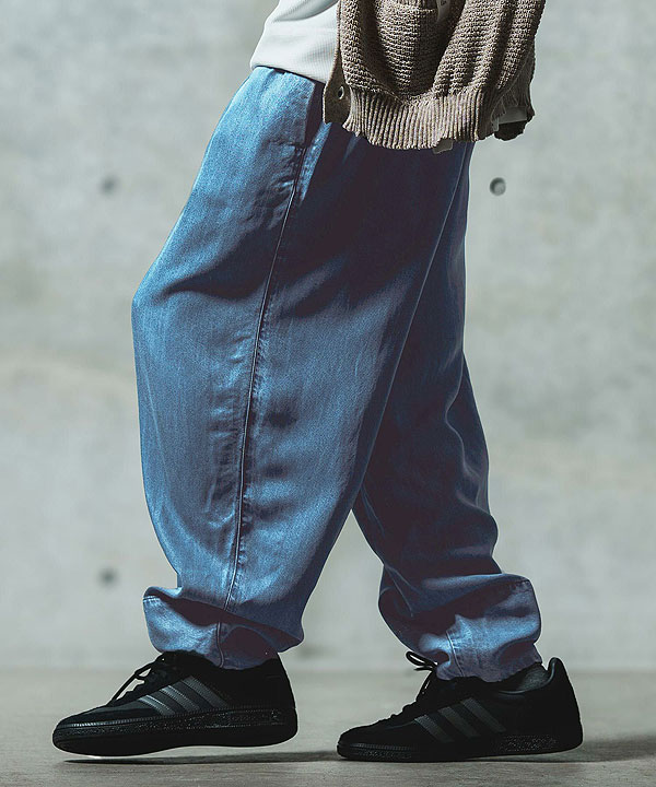 2025 春夏 2nd 先行予約 5月中旬〜下旬入荷予定 GLIMCLAP Color scheme design & balloon silhouette pants -light ounce denim- atfpts