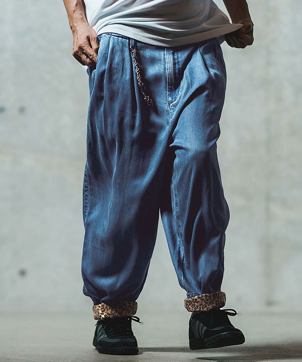 2025 春夏 2nd 先行予約 5月中旬〜下旬入荷予定 GLIMCLAP Color scheme design & balloon silhouette pants -light ounce denim- atfpts