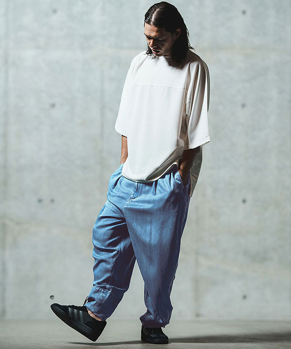 2025 春夏 2nd 先行予約 5月中旬〜下旬入荷予定 GLIMCLAP Color scheme design & balloon silhouette pants -light ounce denim- atfpts
