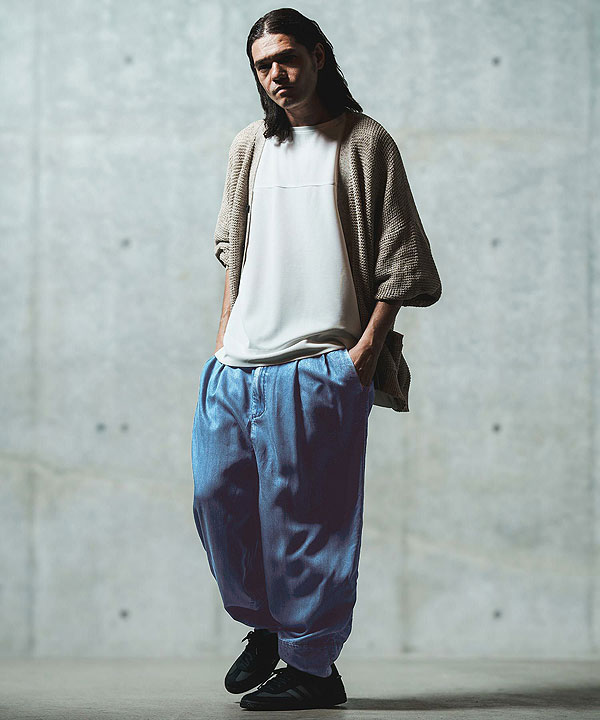 2025 春夏 2nd 先行予約 5月中旬〜下旬入荷予定 GLIMCLAP Color scheme design & balloon silhouette pants -light ounce denim- atfpts