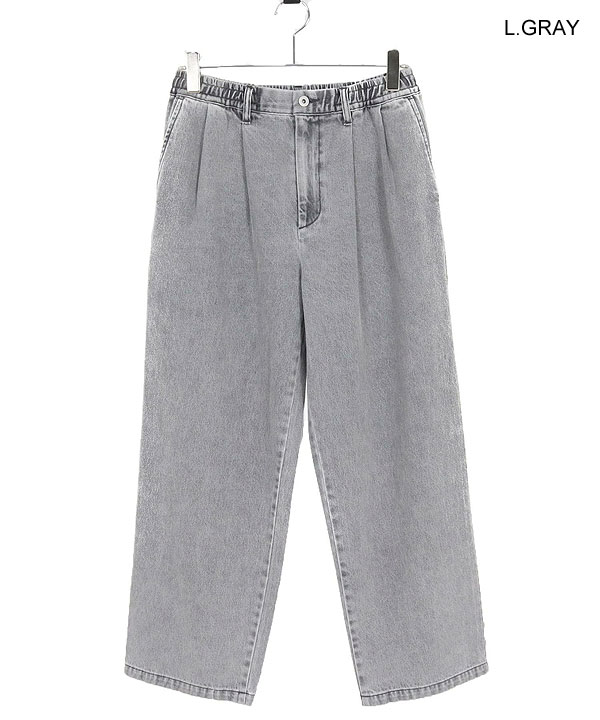 2025 秋冬 1st 先行予約 8月中旬〜下旬入荷予定 GLIMCLAP グリムクラップ Denim wide-leg trousers -Distressed for a vintage look-