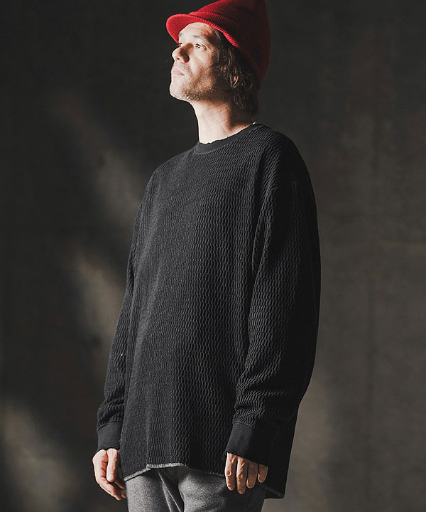 2025 秋冬 1st 先行予約 8月中旬〜下旬入荷予定 GLIMCLAP グリムクラップ Jacquard texture cut sew -Distressed for a vintage look-