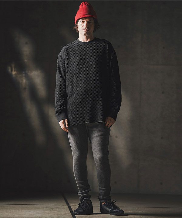 2025 秋冬 1st 先行予約 8月中旬〜下旬入荷予定 GLIMCLAP グリムクラップ Jacquard texture cut sew -Distressed for a vintage look-