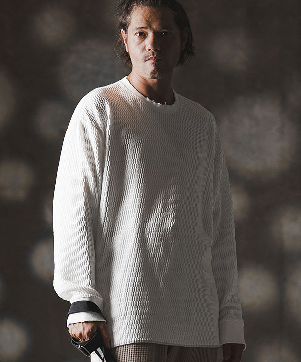 2025 秋冬 1st 先行予約 8月中旬〜下旬入荷予定 GLIMCLAP グリムクラップ Jacquard texture cut sew -Distressed for a vintage look-