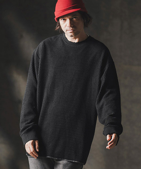 2025 秋冬 1st 先行予約 8月中旬〜下旬入荷予定 GLIMCLAP グリムクラップ Jacquard texture cut sew -Distressed for a vintage look-