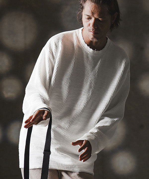 2025 秋冬 1st 先行予約 8月中旬〜下旬入荷予定 GLIMCLAP グリムクラップ Jacquard texture cut sew -Distressed for a vintage look-