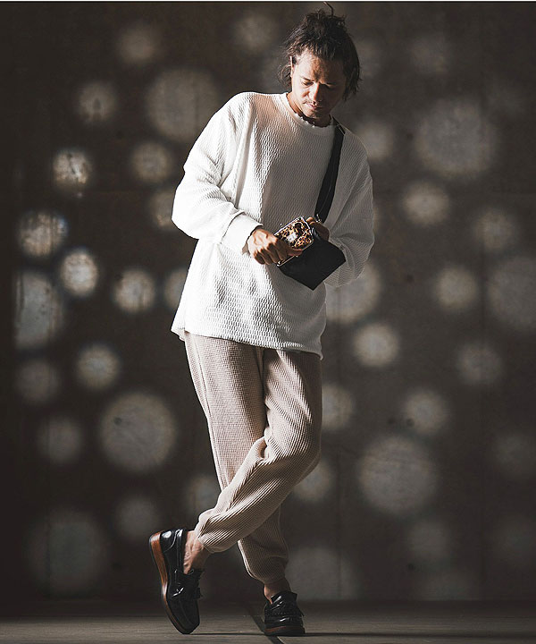 2025 秋冬 1st 先行予約 8月中旬〜下旬入荷予定 GLIMCLAP グリムクラップ Jacquard texture cut sew -Distressed for a vintage look-