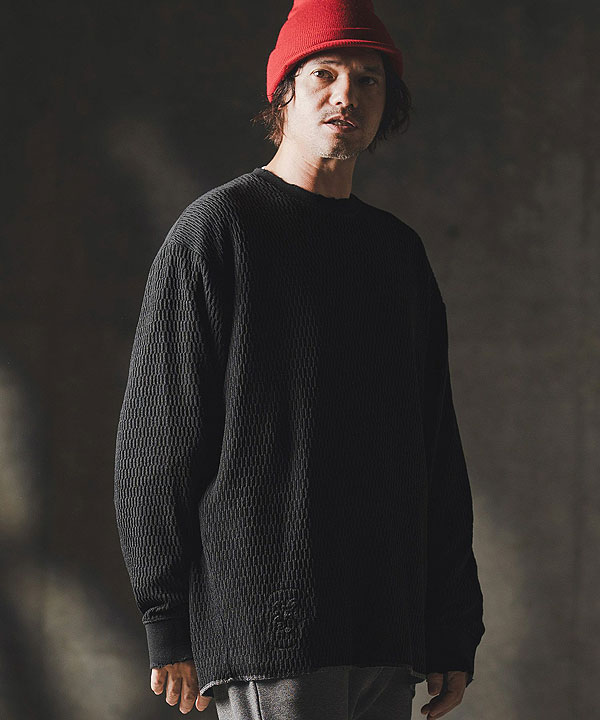 2025 秋冬 1st 先行予約 8月中旬〜下旬入荷予定 GLIMCLAP グリムクラップ Jacquard texture cut sew -Distressed for a vintage look-