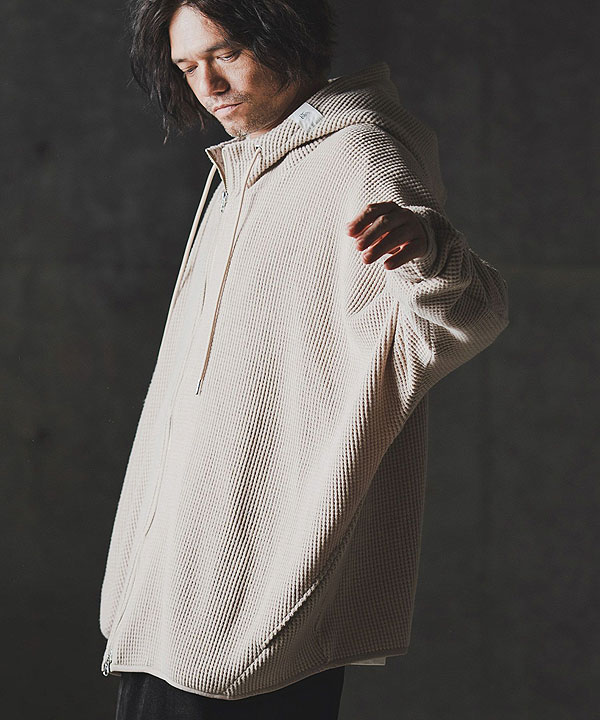 2025 秋冬 1st 先行予約 8月下旬〜9月上旬入荷予定 GLIMCLAP グリムクラップ Zip-up hoodie -Soft brushed waffle fabric- atftps