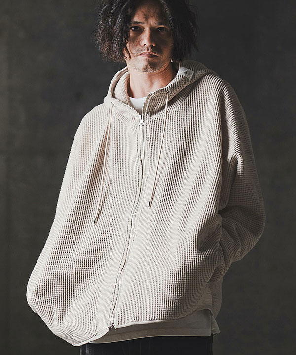 2025 秋冬 1st 先行予約 8月下旬〜9月上旬入荷予定 GLIMCLAP グリムクラップ Zip-up hoodie -Soft brushed waffle fabric- atftps
