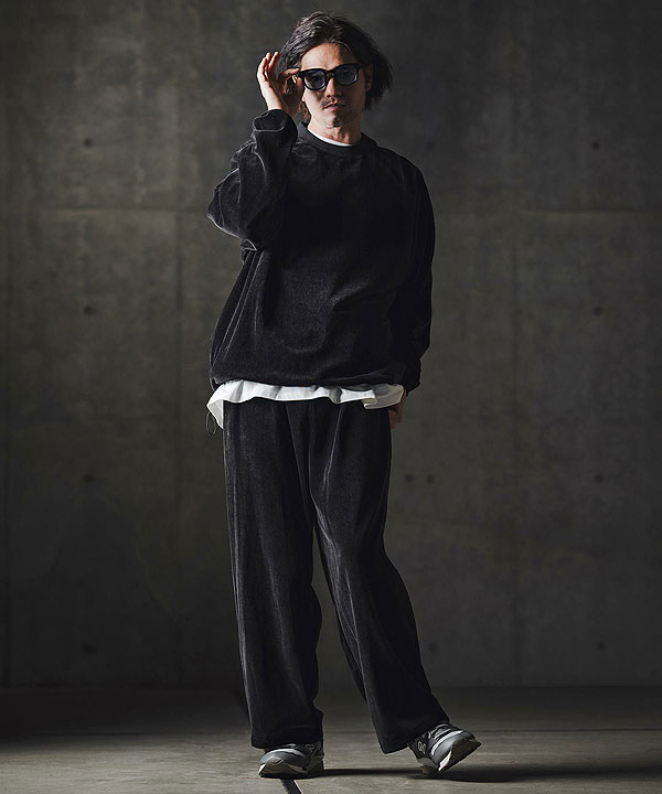 2025 秋冬 1st 先行予約 8月下旬〜9月上旬入荷予定 GLIMCLAP グリムクラップ Velour fabric pullover -Adjustable hem design- atftps