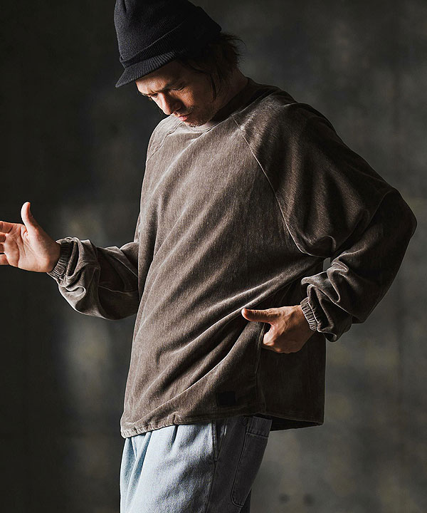 2025 秋冬 1st 先行予約 8月下旬〜9月上旬入荷予定 GLIMCLAP グリムクラップ Velour fabric pullover -Adjustable hem design- atftps