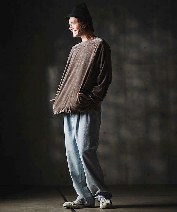 2025 秋冬 1st 先行予約 8月下旬〜9月上旬入荷予定 GLIMCLAP グリムクラップ Velour fabric pullover -Adjustable hem design- atftps