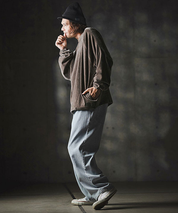 2025 秋冬 1st 先行予約 8月下旬〜9月上旬入荷予定 GLIMCLAP グリムクラップ Velour fabric pullover -Adjustable hem design- atftps