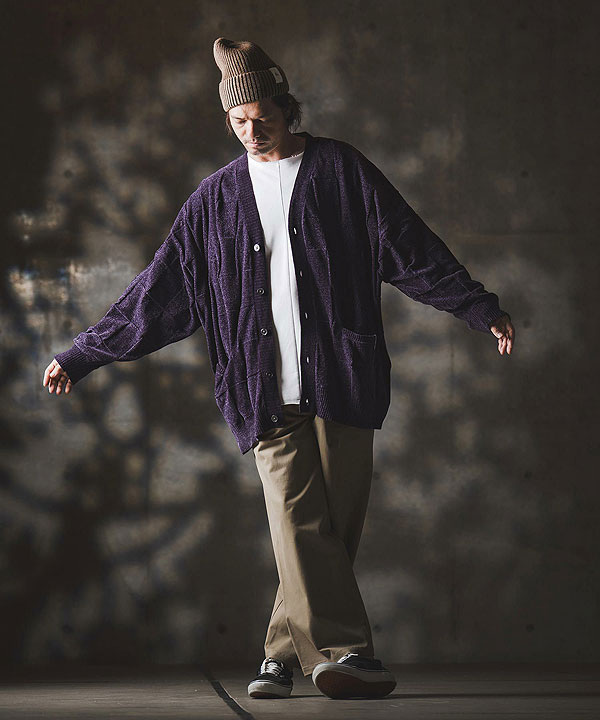 2025 秋冬 1st 先行予約 9月上旬〜中旬入荷予定 GLIMCLAP グリムクラップ Cardigan sweater -Chenille yarn & Grid pattern- atftps