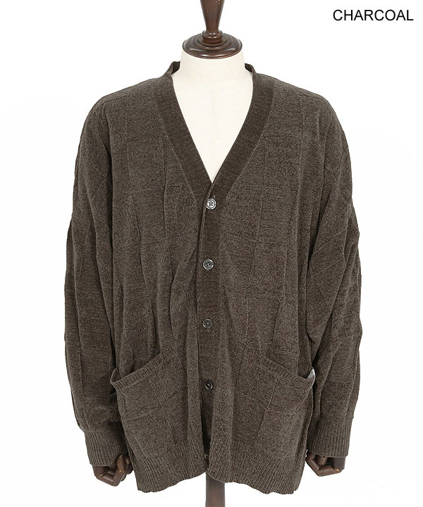 2025 秋冬 1st 先行予約 9月上旬〜中旬入荷予定 GLIMCLAP グリムクラップ Cardigan sweater -Chenille yarn & Grid pattern- atftps