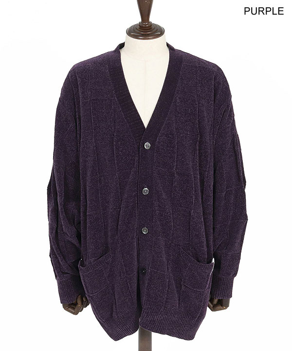 2025 秋冬 1st 先行予約 9月上旬〜中旬入荷予定 GLIMCLAP グリムクラップ Cardigan sweater -Chenille yarn & Grid pattern- atftps