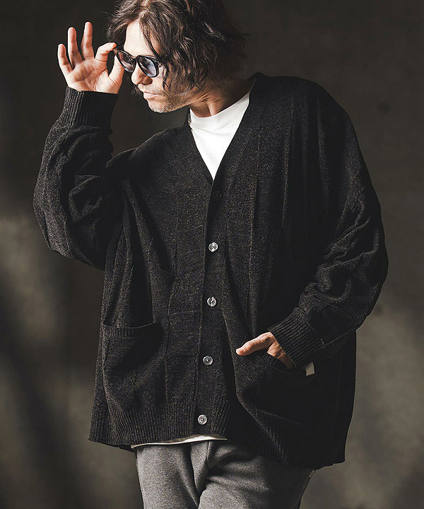 2025 秋冬 1st 先行予約 9月上旬〜中旬入荷予定 GLIMCLAP グリムクラップ Cardigan sweater -Chenille yarn & Grid pattern- atftps