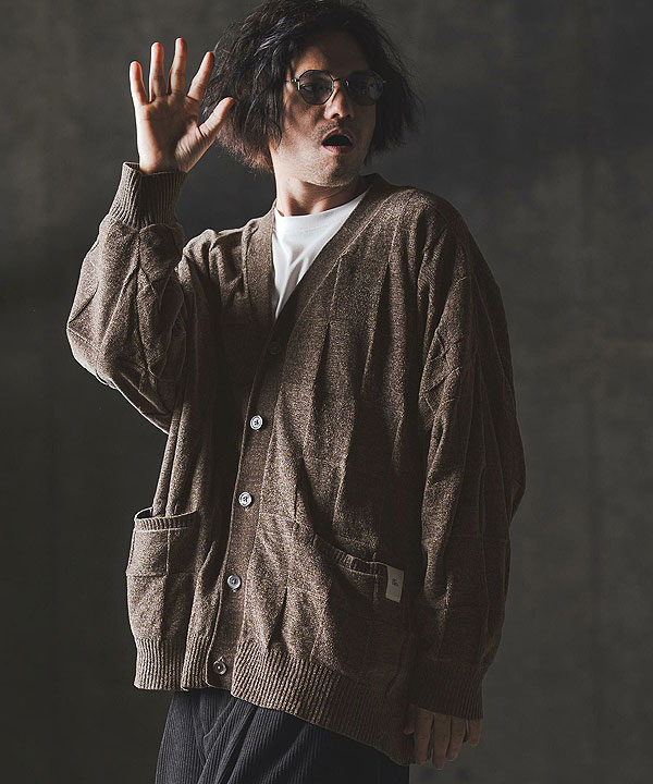 2025 秋冬 1st 先行予約 9月上旬〜中旬入荷予定 GLIMCLAP グリムクラップ Cardigan sweater -Chenille yarn & Grid pattern- atftps