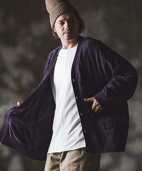 2025 秋冬 1st 先行予約 9月上旬〜中旬入荷予定 GLIMCLAP グリムクラップ Cardigan sweater -Chenille yarn & Grid pattern- atftps