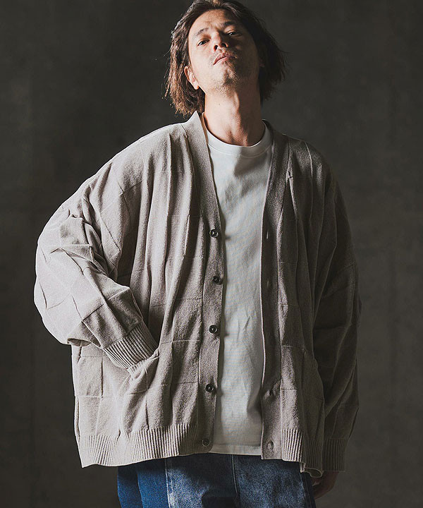 2025 秋冬 1st 先行予約 9月上旬〜中旬入荷予定 GLIMCLAP グリムクラップ Cardigan sweater -Chenille yarn & Grid pattern- atftps