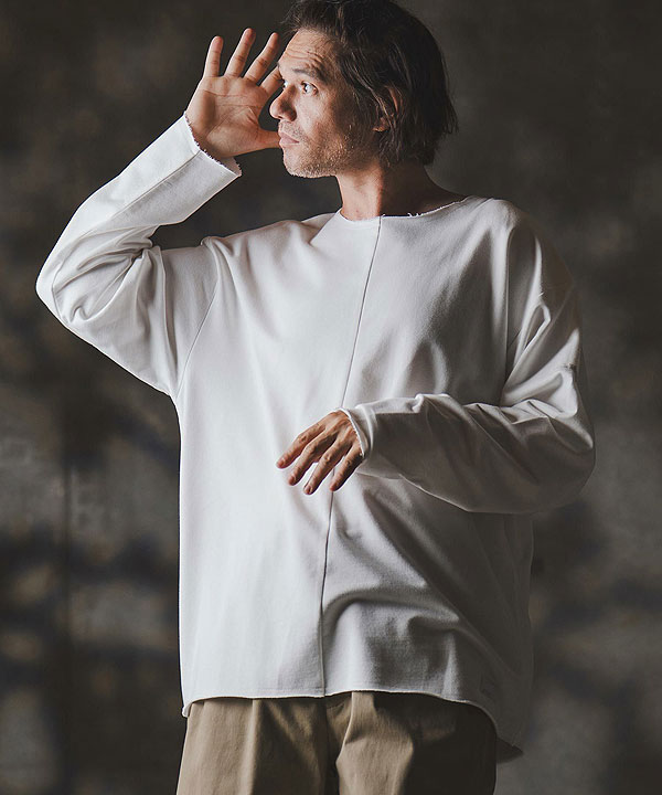 2025 秋冬 1st 先行予約 8月中旬〜下旬入荷予定 GLIMCLAP グリムクラップ Boxy silhouette long sleeve T-shirt -Mini pile sweat fabric-