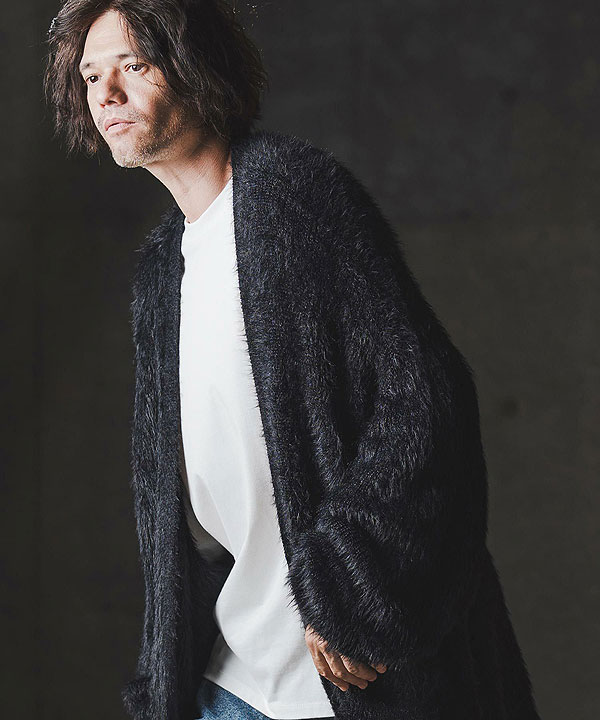 2025 秋冬 1st 先行予約 9月上旬〜中旬入荷予定 GLIMCLAP グリムクラップ Minimai detail cardigan -Feather yarn sweater- atftps