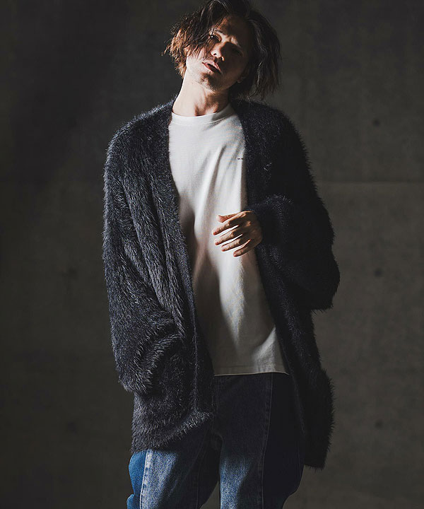 2025 秋冬 1st 先行予約 9月上旬〜中旬入荷予定 GLIMCLAP グリムクラップ Minimai detail cardigan -Feather yarn sweater- atftps