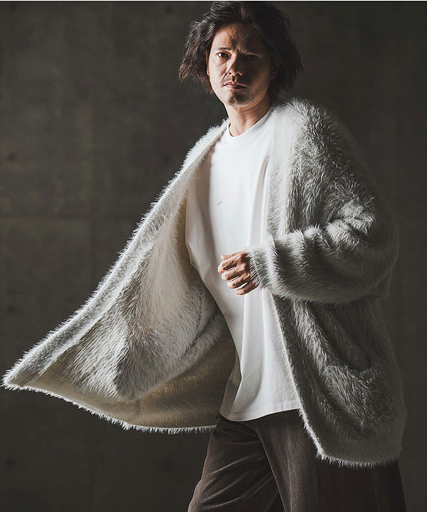2025 秋冬 1st 先行予約 9月上旬〜中旬入荷予定 GLIMCLAP グリムクラップ Minimai detail cardigan -Feather yarn sweater- atftps