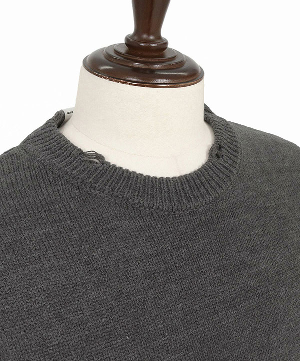2025 秋冬 1st 先行予約 9月上旬〜中旬入荷予定 GLIMCLAP グリムクラップ Mid-gauge crewneck sweater -Distressed for a vintage look-