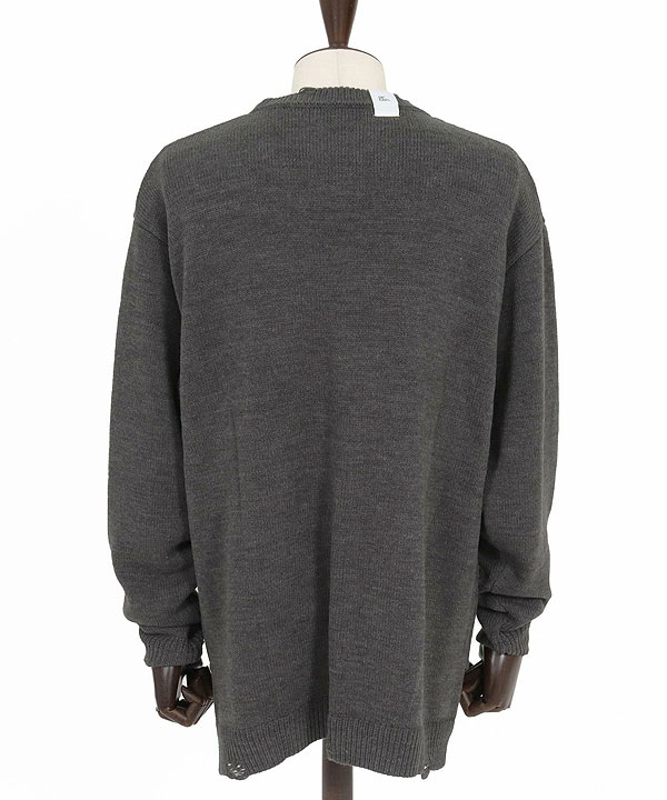 2025 秋冬 1st 先行予約 9月上旬〜中旬入荷予定 GLIMCLAP グリムクラップ Mid-gauge crewneck sweater -Distressed for a vintage look-