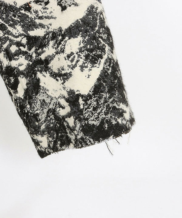 2025 秋冬 1st 先行予約 9月中旬〜下旬入荷予定 GLIMCLAP グリム Gown-ish cropped coat -Brushed texture & Full patterned textile-