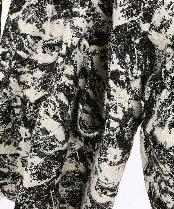 2025 秋冬 1st 先行予約 9月中旬〜下旬入荷予定 GLIMCLAP グリム Gown-ish cropped coat -Brushed texture & Full patterned textile-