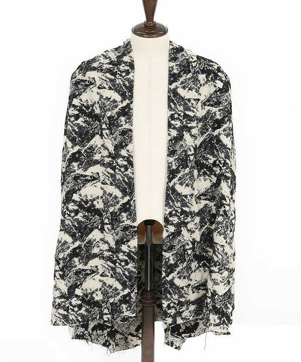 2025 秋冬 1st 先行予約 9月中旬〜下旬入荷予定 GLIMCLAP グリム Gown-ish cropped coat -Brushed texture & Full patterned textile-