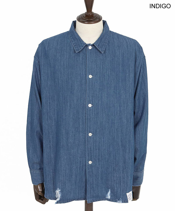 2025 秋冬 1st 先行予約 8月中旬〜下旬入荷予定 GLIMCLAP グリムクラップ Ripped denim shirt メンズ シャツ キャンセル不可 atftps_16