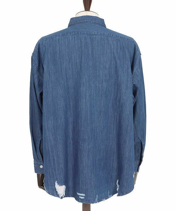 2025 秋冬 1st 先行予約 8月中旬〜下旬入荷予定 GLIMCLAP グリムクラップ Ripped denim shirt メンズ シャツ キャンセル不可 atftps_17