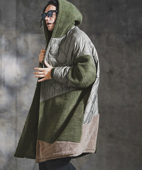 2025 秋冬 2nd 先行予約 11月上旬〜中旬入荷予定 GLIMCLAP グリムクラップ Textured Patchwork Hoodie Coat キャンセル不可 atfjkt 2025 秋冬 2nd 先行予約 11月上旬〜中旬入荷予定 GLIMCLAP グリム