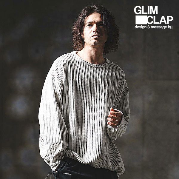 2026 春夏 1st 先行予約 4月下旬〜5月上旬入荷予定 GLIMCLAP グリムクラップ Big Waffle Oversized Long Sleeve T-Shirt Tシャツ atftps