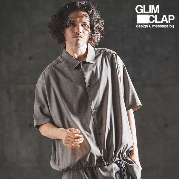 2026 春夏 2nd 先行予約 5月上旬〜中旬入荷予定 GLIMCLAP Bamboo Blend Chambray Gathered Hem Short Sleeve Shirt シャツ atftps