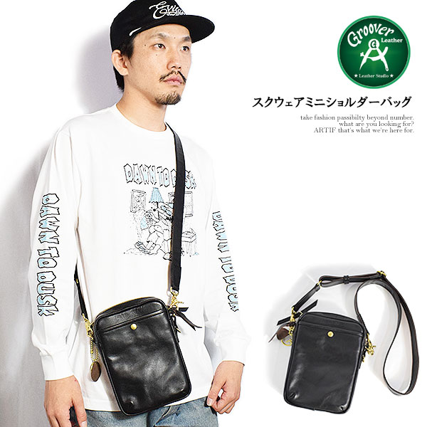 GROOVER LEATHER グルーバーレザー スクウェアミニショルダーバッグ メンズ バッグ ショルダーバッグ 茶芯ホースハイド atfacc