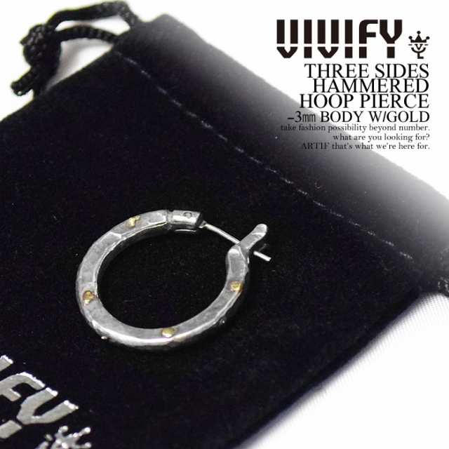 VIVIFY ビビファイ THREE SIDES HAMMERED HOOP PIERCE -3mm BODY W/GOLD atfacc