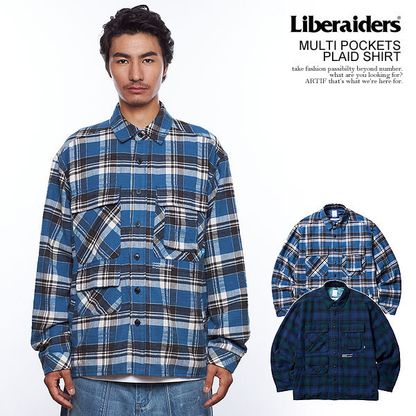 30％OFF SALE セール Liberaiders リベレイダース MULTI POCKETS PLAID SHIRT メンズ シャツ 長袖 チェックシャツ atftps