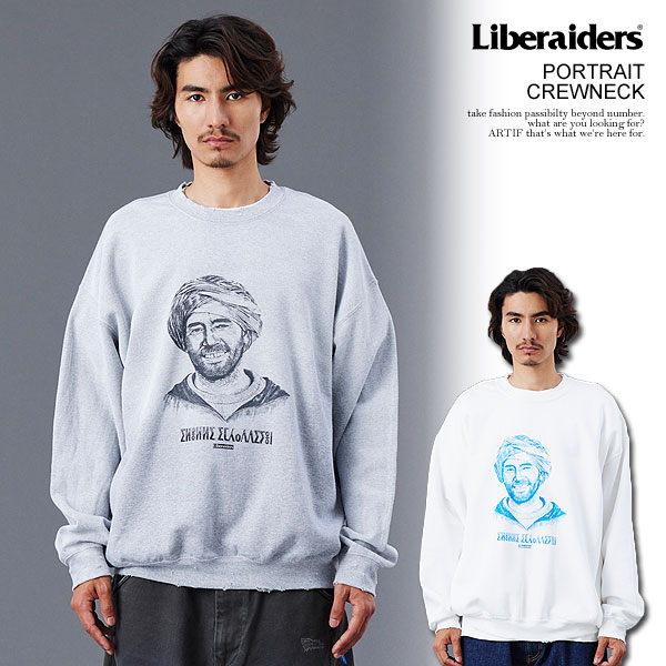 Liberaiders リベレイダース PORTRAIT CREWNECK メンズ スウェット トレーナー フェード加工 裏起毛スウェット 送料無料 atftps