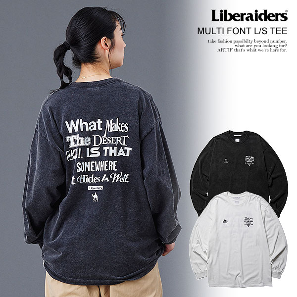 Liberaiders リベレイダース MULTI FONT L/S TEE メンズ Tシャツ 長袖 ロンT フロスト加工 送料無料 ストリート atftps