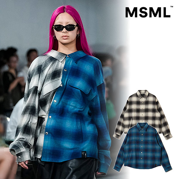 2026 春夏 メーカー取り寄せ対応 MSML エムエスエムエル OMBRE CHECK SNAP BOTTON SHIRT シャツ キャンセル不可 atftps
