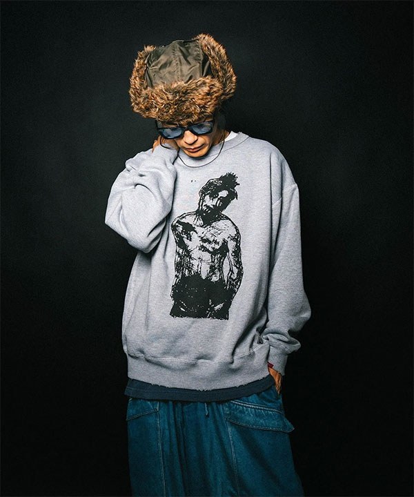 NINE MICROPHONES ナインマイクロフォンズ "K"ABUKI-MONO SWEAT スウェット トレーナー 裏起毛スウェット 送料無料 atftps