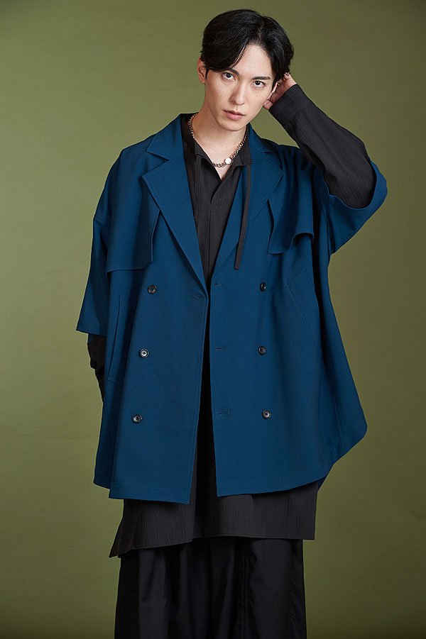 60％OFF SALE セール NO ID. BLACK ノーアイディー ドルマンスリーブトレンチポンチョ メンズ ジャケット モード atfjkt_9