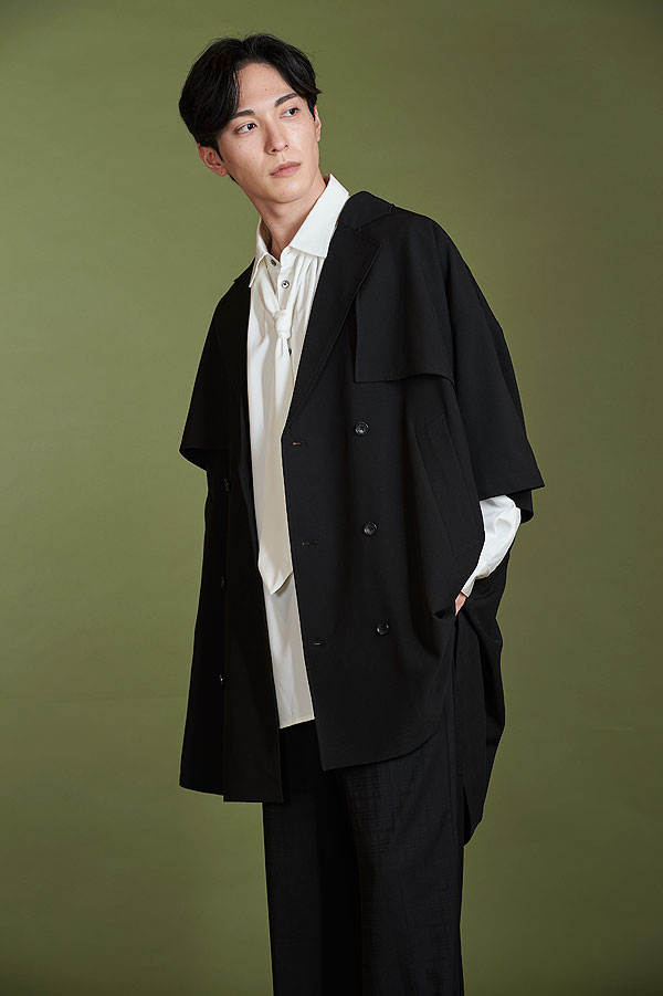60％OFF SALE セール NO ID. BLACK ノーアイディー ドルマンスリーブトレンチポンチョ メンズ ジャケット モード atfjkt_11