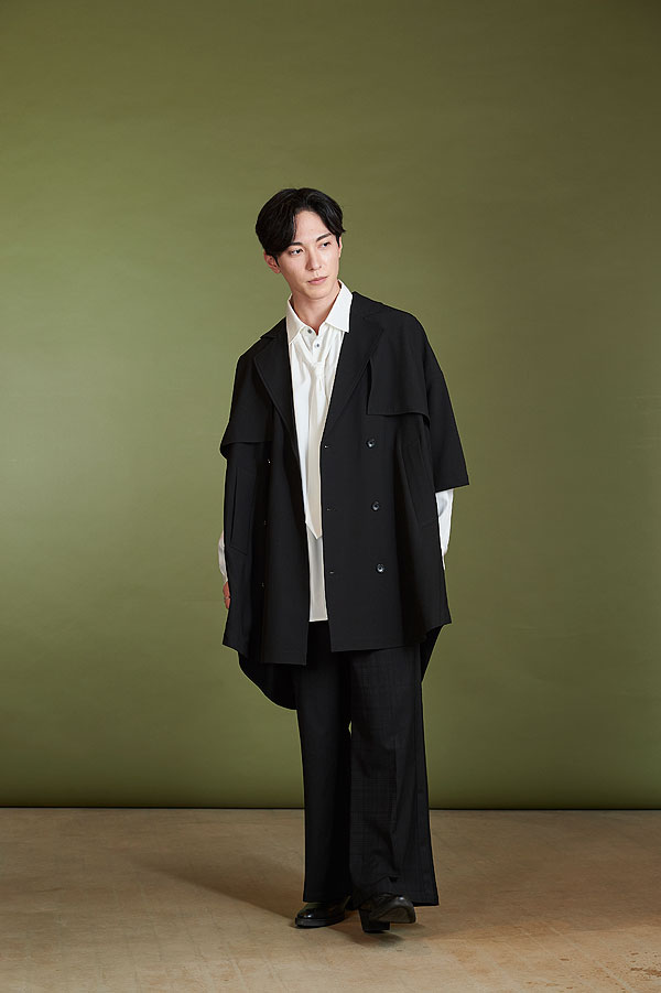 60％OFF SALE セール NO ID. BLACK ノーアイディー ドルマンスリーブトレンチポンチョ メンズ ジャケット モード atfjkt_12